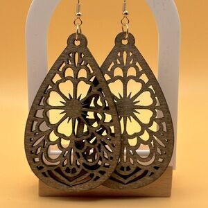 Beautiful carved wooden earrings